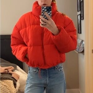 H&M Cropped Red Puffer Jacket